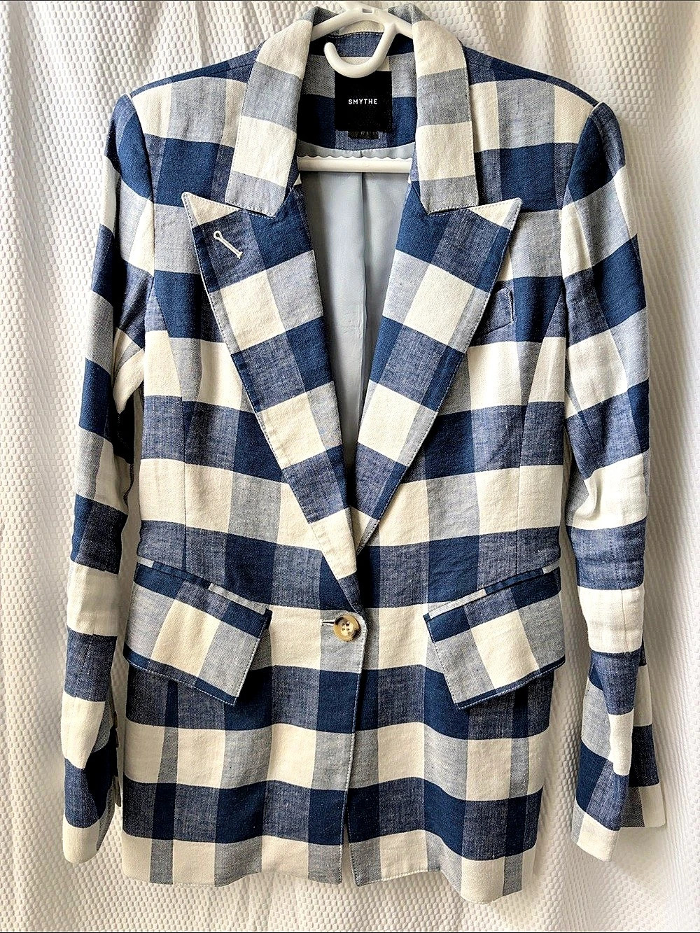 Smythe Checkered Blazer in Blue & White